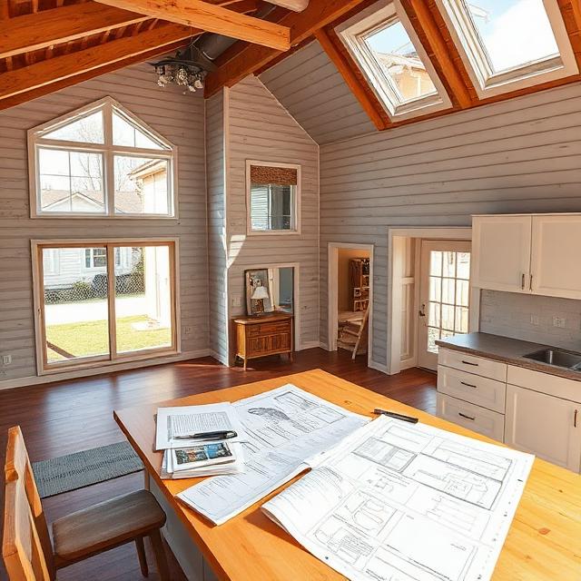Completed suburban home with construction documents, inspection reports, building plans, and visible roofing, electrical, plumbing, insulation, and flashing details being reviewed as part of a construction quality dispute resolution process.